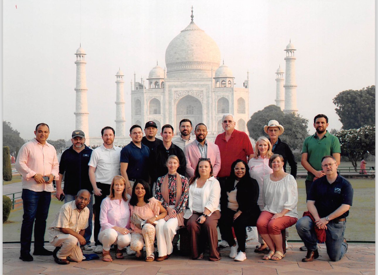 UTA Executive MBA students posing for a picture in front of the Taj Mahal